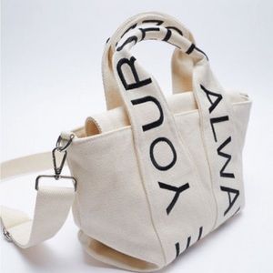 ZARA Canvas shoulder bag with letters